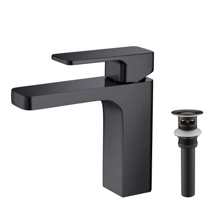 KIBI Blaze Single Handle Bathroom Vanity Sink Faucet with Pop Up Drain C-KBF1017MB-KPW100MB